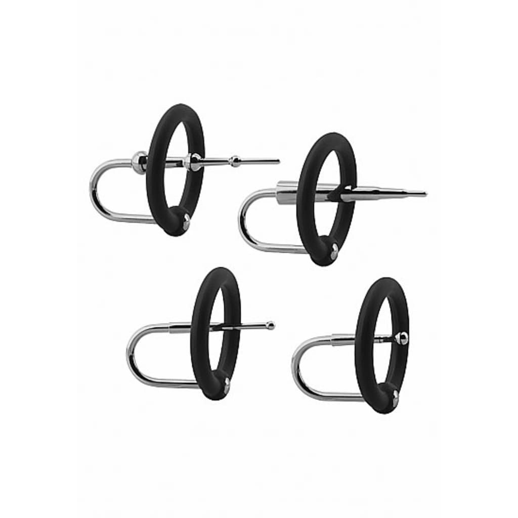 Doc Johnson Kink Ring & Plug Set - Silicone & Stainless Steel Cock Accessory - Silver