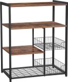 Vasagle Keukenplank - Keukenrek - Met Draadmanden - 35 x 80 x 93,5 cm - Zwart met Bruin