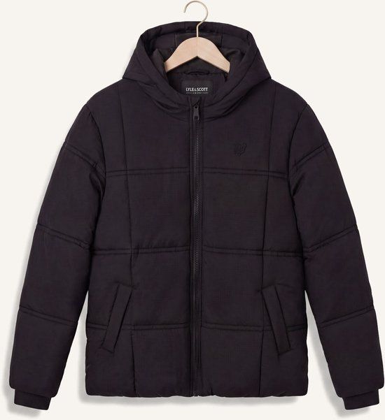Lyle & Scott Tonal Eagle Padded Coat Jongens Winterjas Zwart Maat 134/140