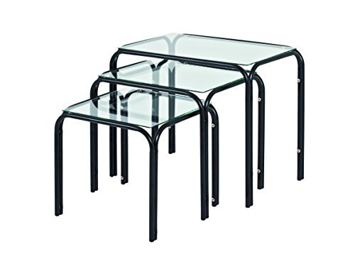 Haku-Möbel Haku Möbel Set van 3 tafels, helder veiligheidsglas, zwart, 50 x 40 x 8 cm