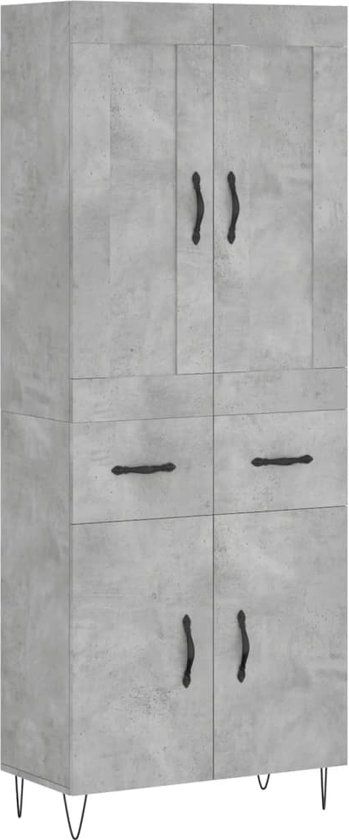 VidaXL Hoge kast 69,5x34x180 cm bewerkt hout betongrijs
