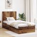 vidaXL Bedframe met opbergruimte en hoofdbord Oud hout 100 x 200 cm