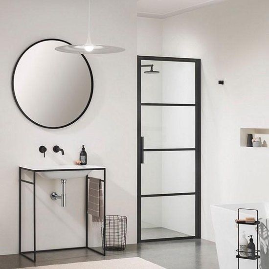 Sealskin Soho Nisdeur Draaideur Rechts 90x210cm Zwart Helder Glas