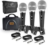 Pyle Professionele Dynamische Microfoonset (3-delig) - Handmicrofoon - Zwart