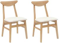 vidaXL Eetstoelen 2 stuks Massief Rubberhout Naturel