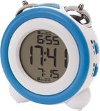 Merkloos Digitale retro wekker/alarm klok - wit/blauw - met licht - snoozefunctie