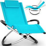 Tillvex® Chaise longue de jardin pliable | Chaise longue résistante aux intempéries | Chaise longue à bascule 180 kg de charge | Chaise de jardin respirante avec appui-tête et accoudoirs