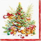 PAW Lunch servetten Festive Joy Tree - 33x33 cm