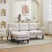 OKWISH Canapé d'angle 204 x 136 x 80 cm - 3 places avec méridienne et rangements - Disposition modulaire pour salon - Tissu - Beige