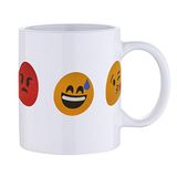Emoticonworld Q2160 mok van porselein, emoticons, 12 x 12 x 10 cm, wit