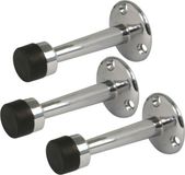 AMIG Deurstopper/deurbuffer - 3x - 75mm - muurbevestiging - verchroomd messing