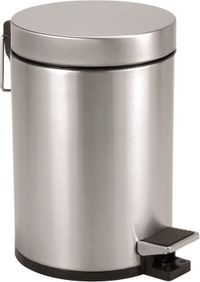 axentia Cosmetica-emmer roestvrij staal mat geborsteld & roestvrij-pedaalemmer 3 l cosmetica-afvalemmer met deksel afvalemmer met treemmer, voor badkamer en toilet, zilver/zwart, 17 x 17 x 25 cm