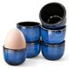 Solidchoice - 6 Stuks Coquetiers en Porcelaine Bleu Vintage