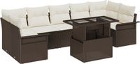 vidaXL - Tuinbank - Set - 7 zitplekken - Bruin - Polyrattan