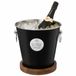 Secret de Gourmet Champagnekoeler - met onderzetter - mangohout - mat zwart - RVS - wijnkoeler - koelemmer