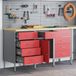 vidaXL Werkbank met lades, 3 stuks, rood en grijs, 150 x 55 x 85 cm
