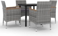 vidaXL 5-delige tuinset met kussens, van polyrotan met glazen tafelblad