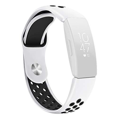 Qubix siliconen sportbandje - Fitbit Inspire 1 / HR/Ace 2 - Large - Wit + Zwart