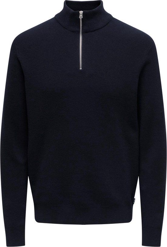 ONLY & SONS ONSPHIL Half Zip Knit Trui - Dark Navy - Maat L