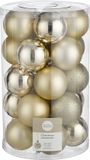 House of Seasons Edelman Bv Onbreekbare kunststof kerstballen licht champagne pakket 25-delig - licht champagne kerstballen 8 cm