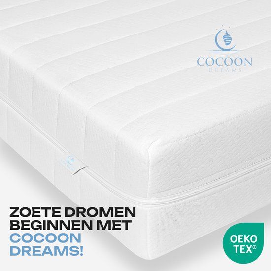 Cocoon Dreams Matras - 140x190 cm - PREMIUM BAMBOO TIJK - Hotel XXL - Nasa Koudschuim - 14CM - Orthopedisch - Anti-allergie - Afritsbaar / Wasbaar - Stevig