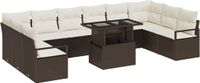 vidaXL Banc de jardin 11 pièces Marron Poly rotin