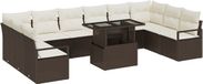 vidaXL Tuinbank Set 11-st Bruin Poly Rattan