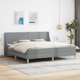 vidaXL Bedframe met matras en hoofdeinde - Polyester - Lichtgrijs - Tweepersoons
