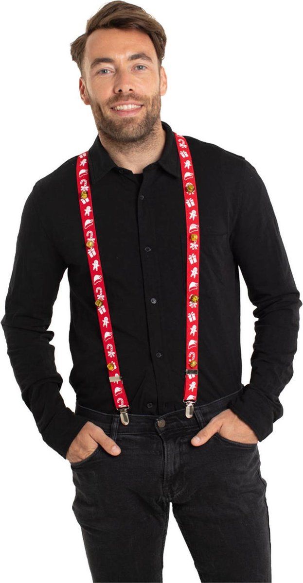 Folat Bretels Kerst Rood met belletjes