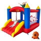 Ballsea Springkasteel met ventilator, genaaid van extra dik materiaal, duurzaam, opblaasbaar springkasteel voor 3 tot 4 kinderen, indoor springkasteel voor kinderen, 315 x 245 x 194 cm