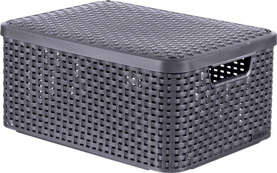 Curver Rattan Style Opbergmand - M - 22 liter - Antraciet