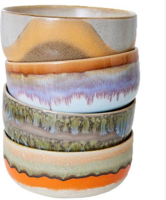 HKliving 70's Ceramic Dessert Bowl Set of 4 - Reef