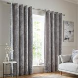 Catherine Lansfield Gordijn van gecrasht fluweel met ophangogen, polyester, zilver, 229 x 229 cm