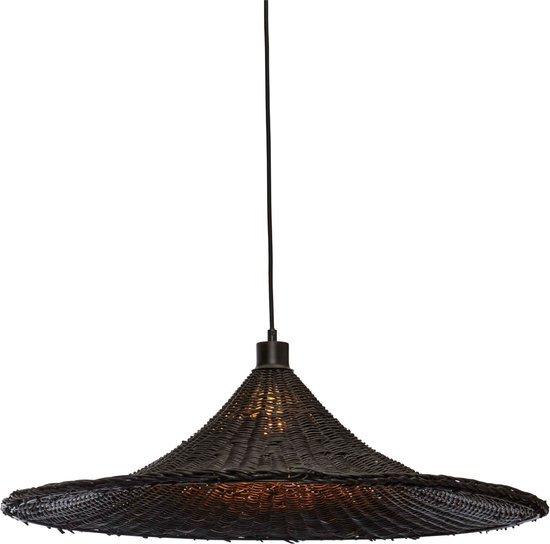 Good&Mojo Hanglamp Borabora - Rotan Zwart - Ø70cm - - Hanglampen Eetkamer, Slaapkamer, Woonkamer