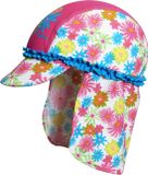 Playshoes UV Zonnepetje Kinderen Bloemen Ruches - Roze - Maat 49cm