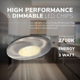 HOFTRONIC Pavo - Platte Inbouwspots - RVS - 3 Watt - 2700K - 300 Lumen - IP44