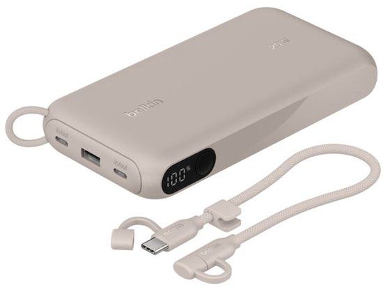 Belkin Power Bank 20W 20000 mAh met display – Zand
