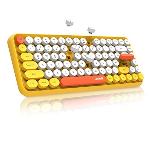 FELiCON Draadloos Bluetooth-Toetsenbord - Compact 84 Toetsen - Retro - Geel