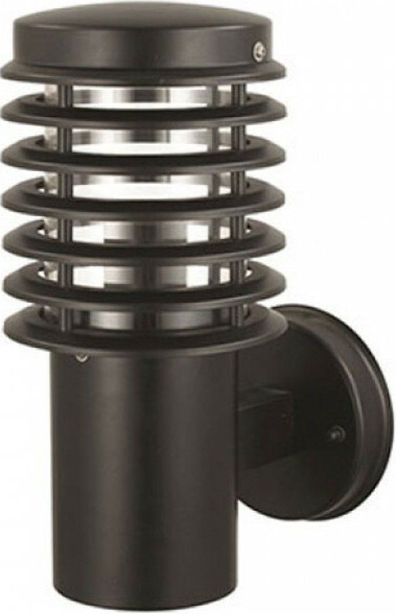 BES LED Wandlamp Buiten - Palm 2 - E27 - RVS - Zwart - Philips CorePro - 4W - Warm Wit