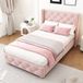 MODFU Gestoffeerd Bed met Vleugelhoofdbord 90x200 cm – Fluweel roze