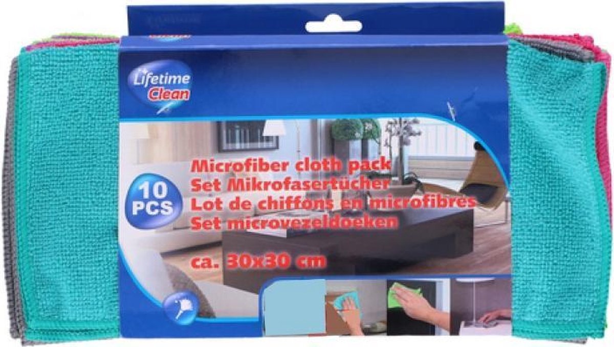 Lifetime Clean Microvezeldoek Multicolor 30 X 30 Cm 10 Stuks