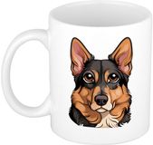 Bellatio Decorations Cadeau mok honden liefhebbers - Duitse Herdershond - Cartoon tekening - keramiek - 300 ml