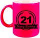 Bellatio Decorations Shoppartners Bv Happy Birthday 21 years cadeau mok / beker met wimpel - 330 ml - neon roze - keramiek - verjaardag cadeau