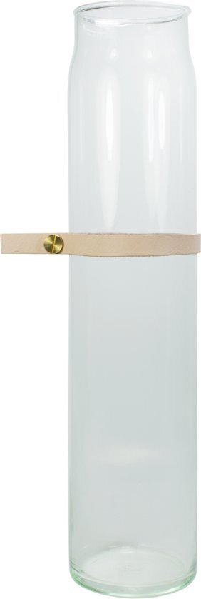 TAK Design Vaas Wrap Me Mini - Incl. Lederen Band - Glas - Ã˜7 x 30 cm - Bruin