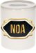 Bellatio Decorations Shoppartners Bv Spaarpot met voornaam Noa - wit - met goud/zwart embleem - 8 x 9 cm - keramiek - met afsluitdop - cadeau verjaardag