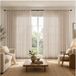 SERBASIC Rideau aspect lin, 254cm Large, Filtration de la lumière, Intimité (2 pcs), passants cachés, semi-transparent, Polyester, Rideaux transparents pour chambre à coucher salon