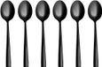Unyqoos® Set van 6 moderne zwarte dessertlepels van roestvrij staal 15,3 cm