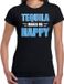 Bellatio Decorations Shoppartners Bv Tequila makes me happy / Tequila maakt me gelukkig drank t-shirt zwart voor dames - tequila drink shirt - themafeest / outfit XS
