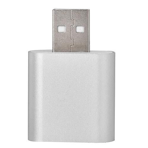 Oumij Externe USB-stereogeluidsadapter 7.1 Extern USB-kanaal 2.0 tot 3.5 mm stereogeluidskaart Geluidsadapter Luidspreker (zilver)