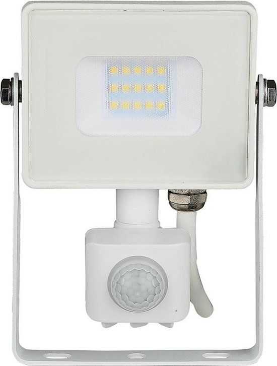 LED Bouwlamp 10W met Sensor - Natuurlijk Wit 4000K - Aluminium - IP65